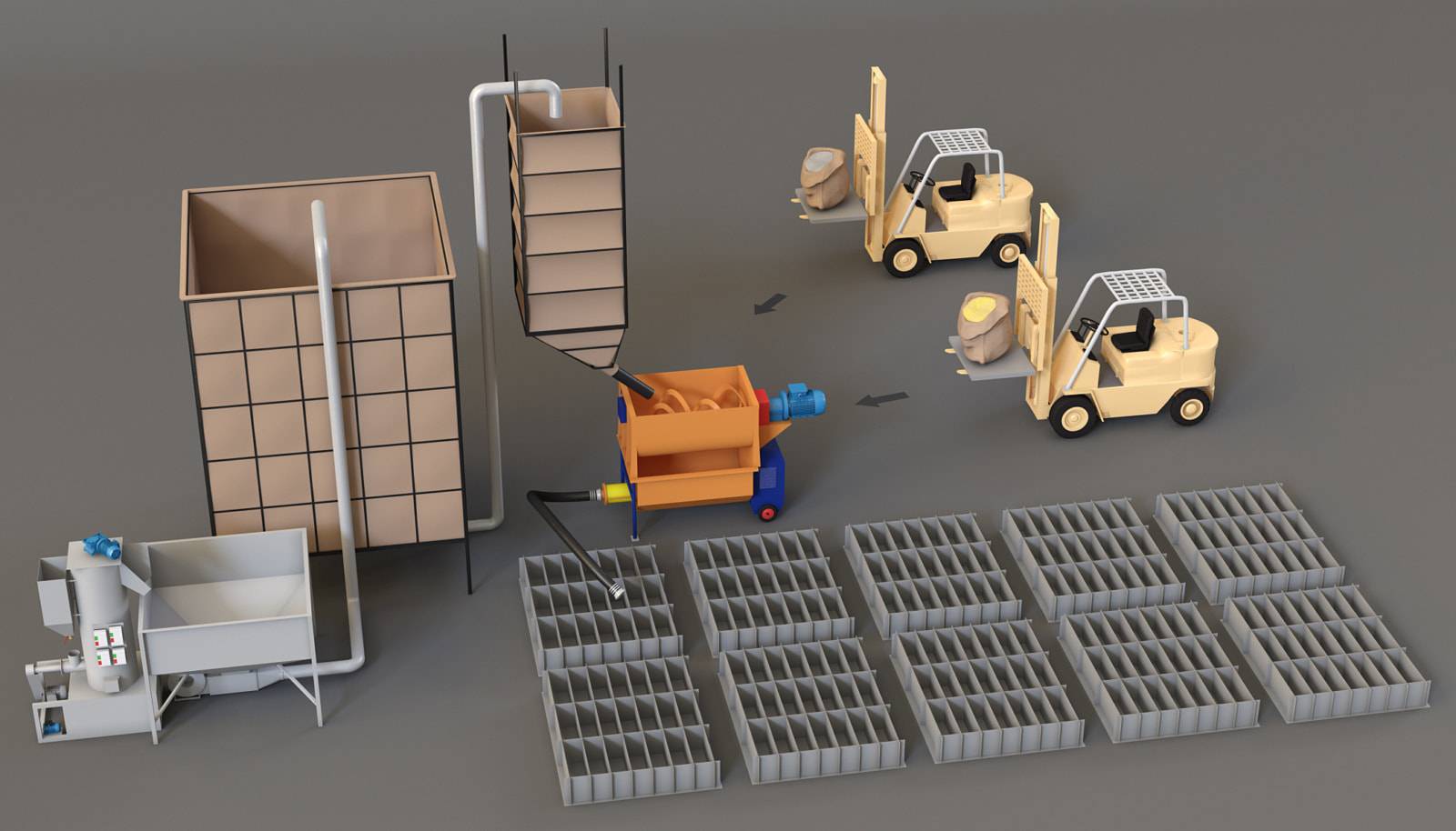 Оборудование для полистиролбетона: формы, бетономешалка, станки и другая техника для производства полистиролбетонных блоков, а также ее стоимость