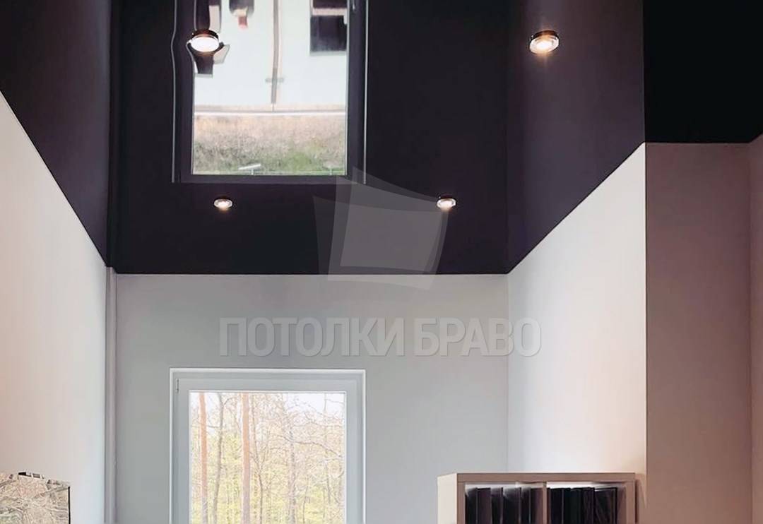 Потолок темного цвета в интерьере комнаты – черно-белая грань, меняющая восприятие пространства