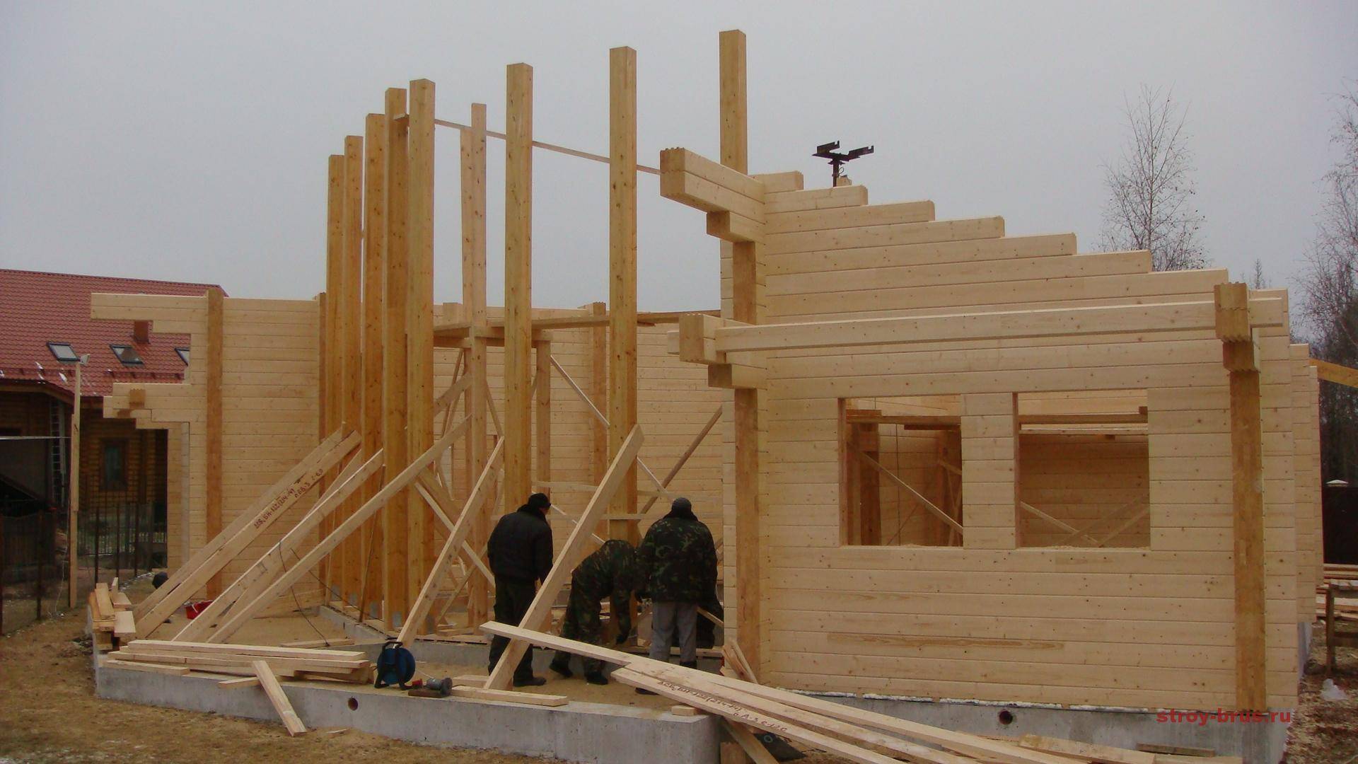 Этапы строительства дома из клееного бруса с баней