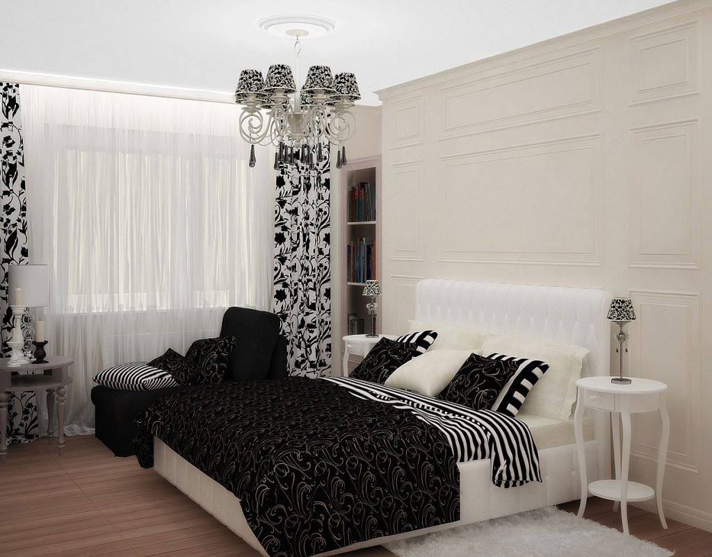 Черно-белая спальня: идеи интерьера спальни в чёрных и белых цветах