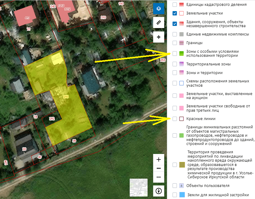 Кадастровая карта зоны с особыми условиями