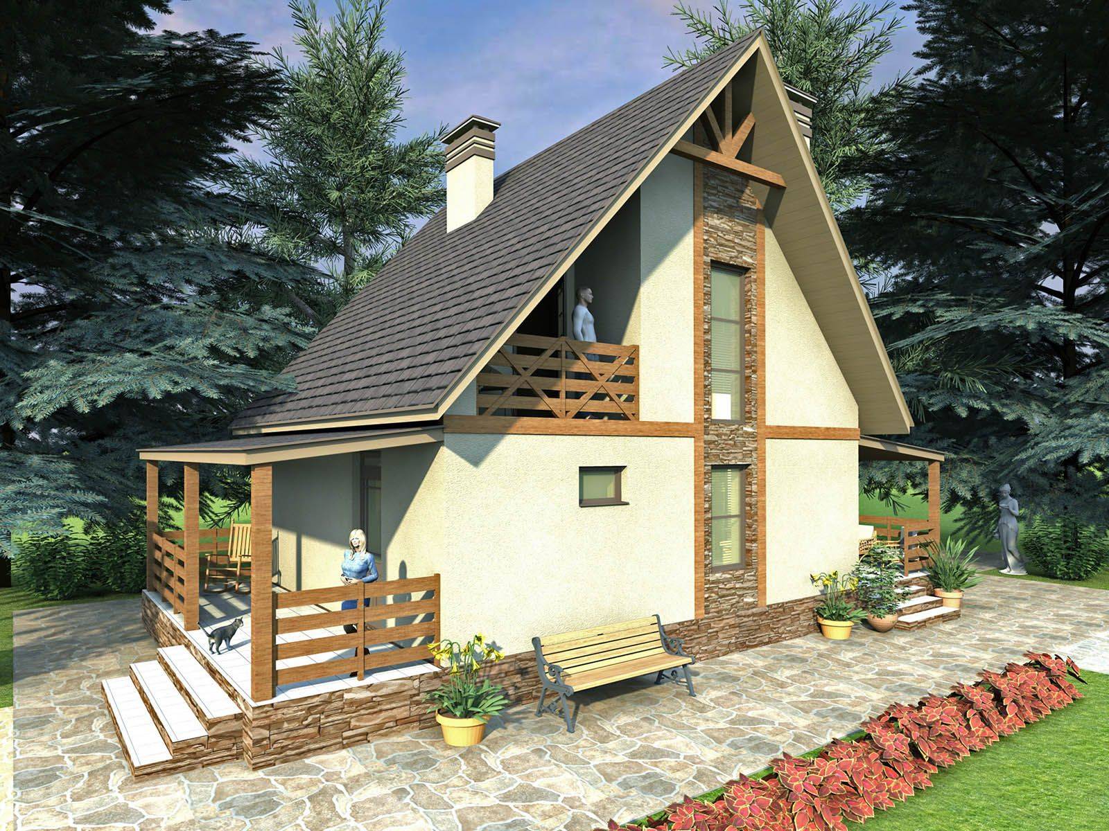 Проекты дачных домов с мансардой: фото, планы с антресолью, чертежи лестницы, небольшие каркасные садовые постройки с террасой
